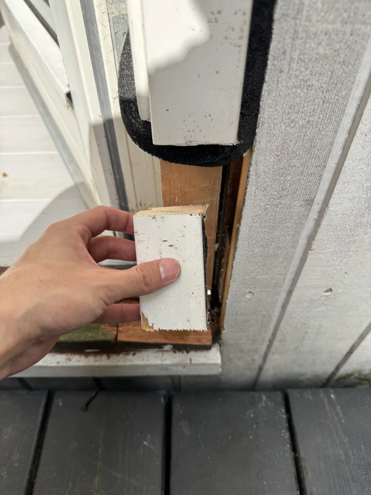 Moisture-sealing the exposed wood before rebuilding